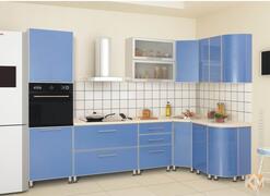 Кухня из пластика «Небесная» голубого цвета, фотография 1