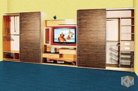Шкаф-кровать вертикальная «Зебрано» цвета бук, фотография 1