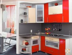 Кухня из пластика «Яркая» красного цвета, фотография 1