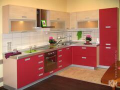 Кухня угловая «Вишенка» красного цвета , фотография 1